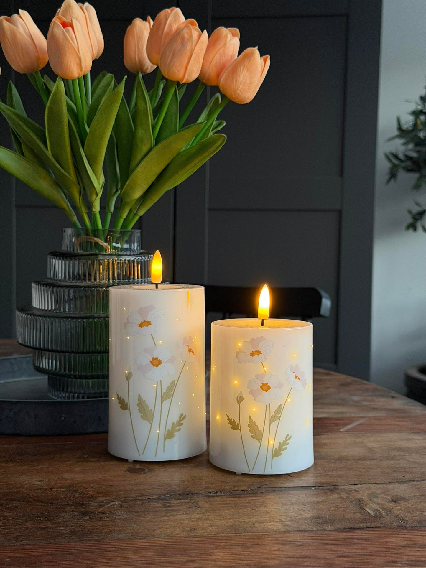 LED Bloklys TWINKLE Poppy Rose  - Sæt med 2stk.