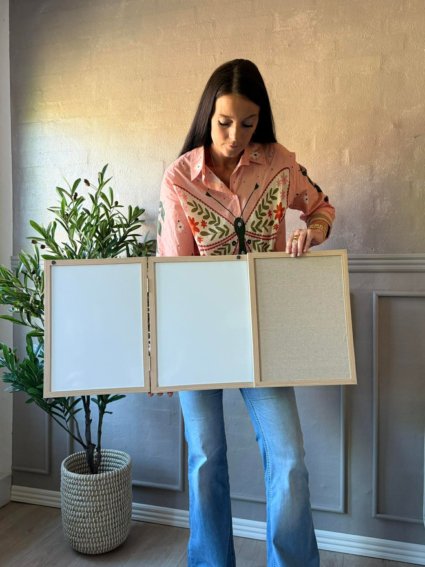Foldbar whiteboard og opslagstavle