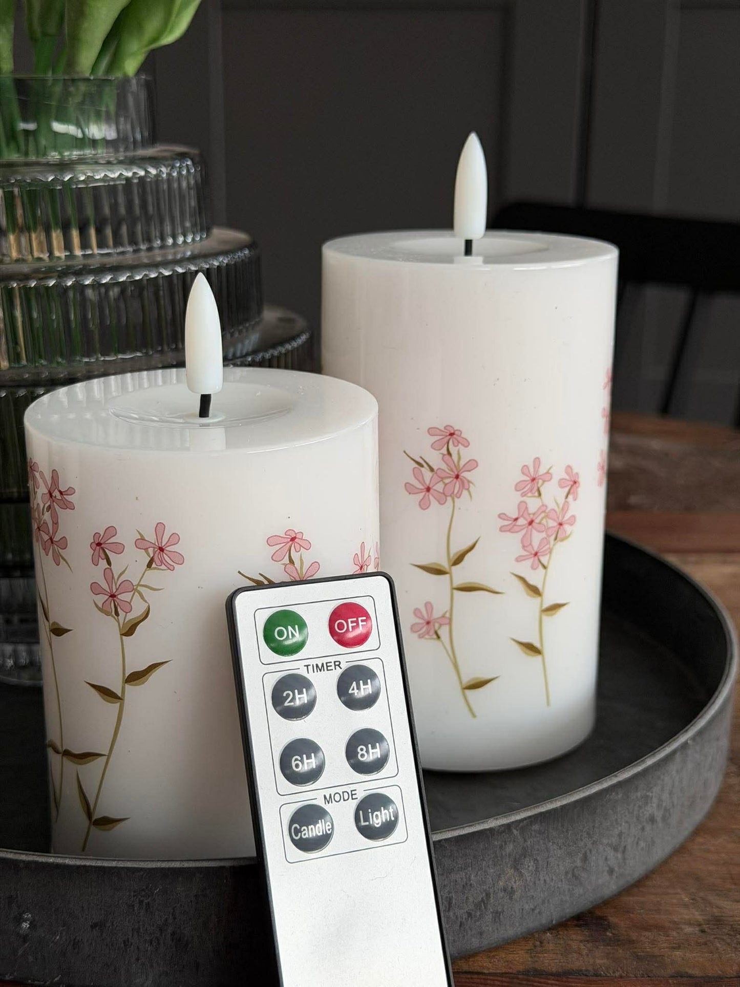LED Bloklys TWINKLE flower - Sæt med 2stk.