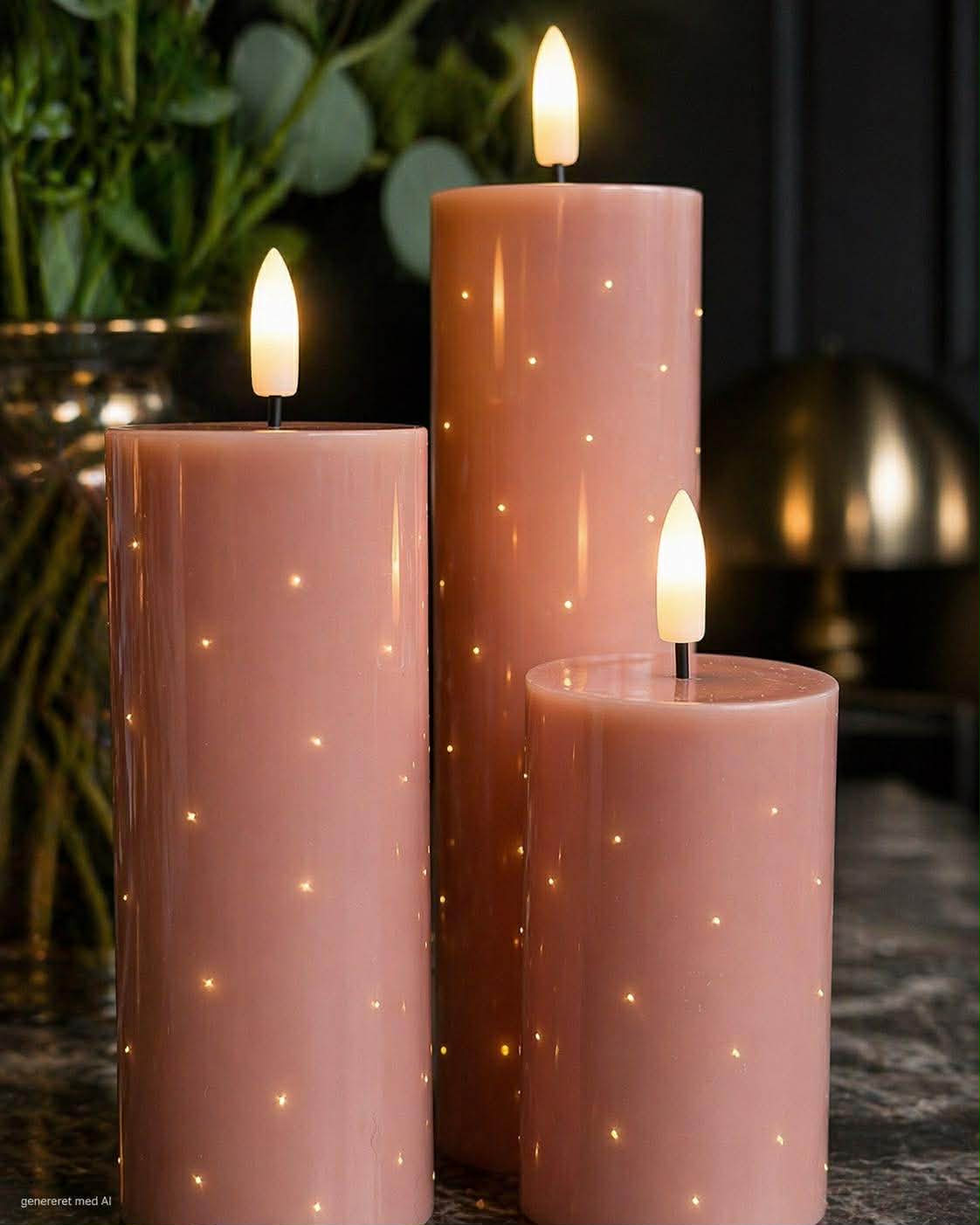 Bloklys TWINKLE Rosa - Sæt med 3 stk.