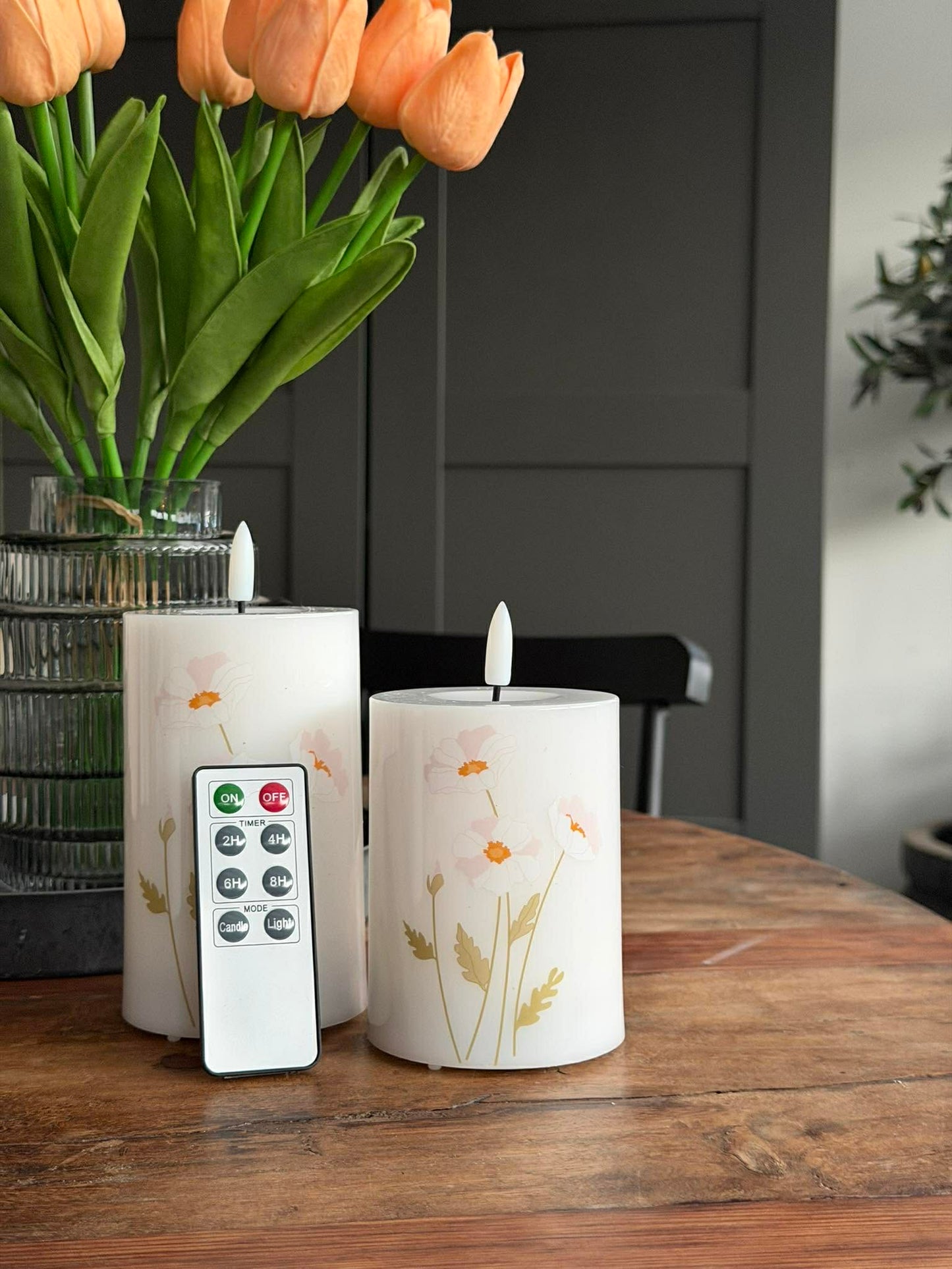 LED Bloklys TWINKLE Poppy Rose  - Sæt med 2stk.
