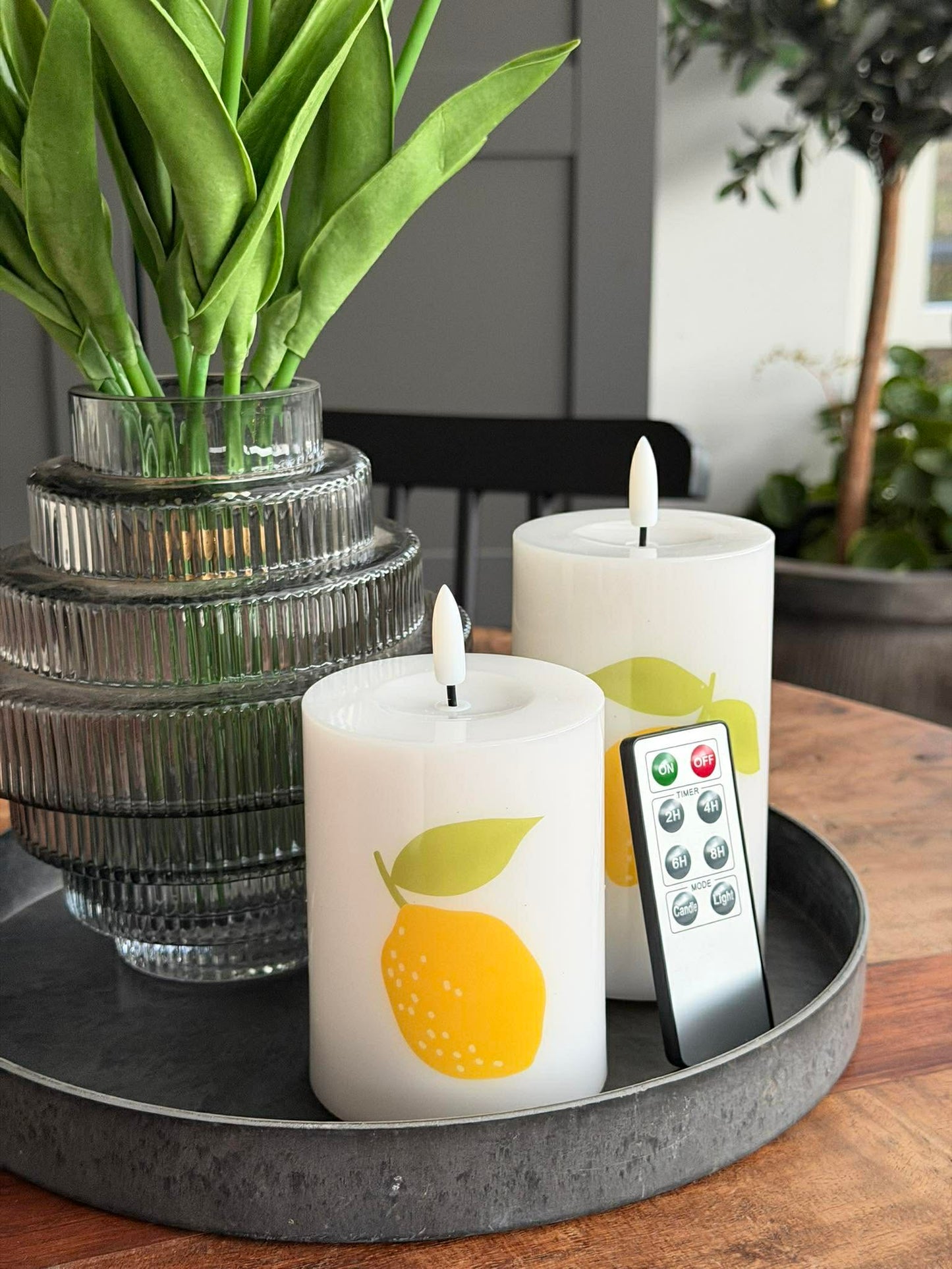LED Bloklys TWINKLE Citrus - Sæt med 2 stk.