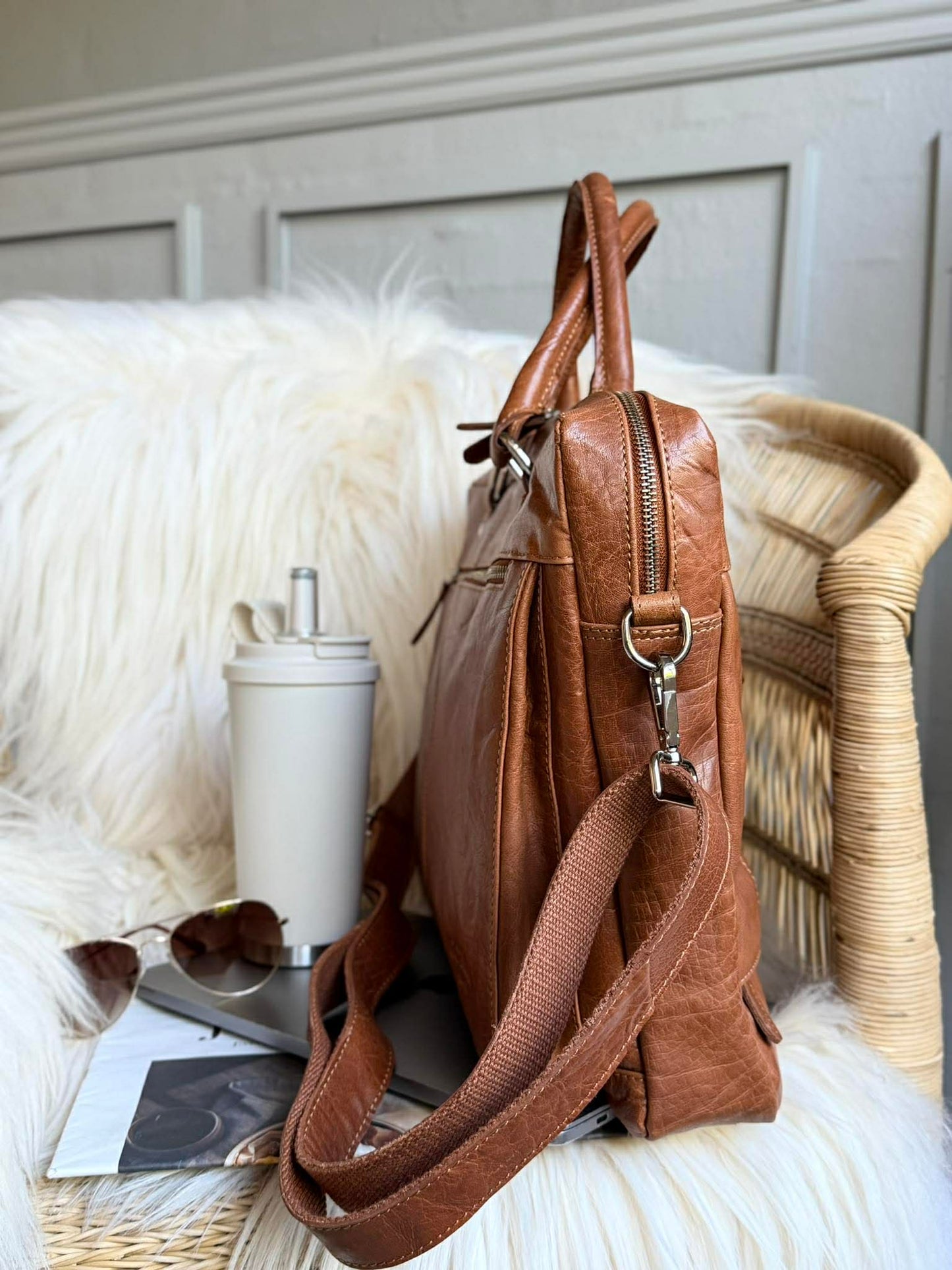 Laptop / arbejdstaske - New Maisy Cognac
