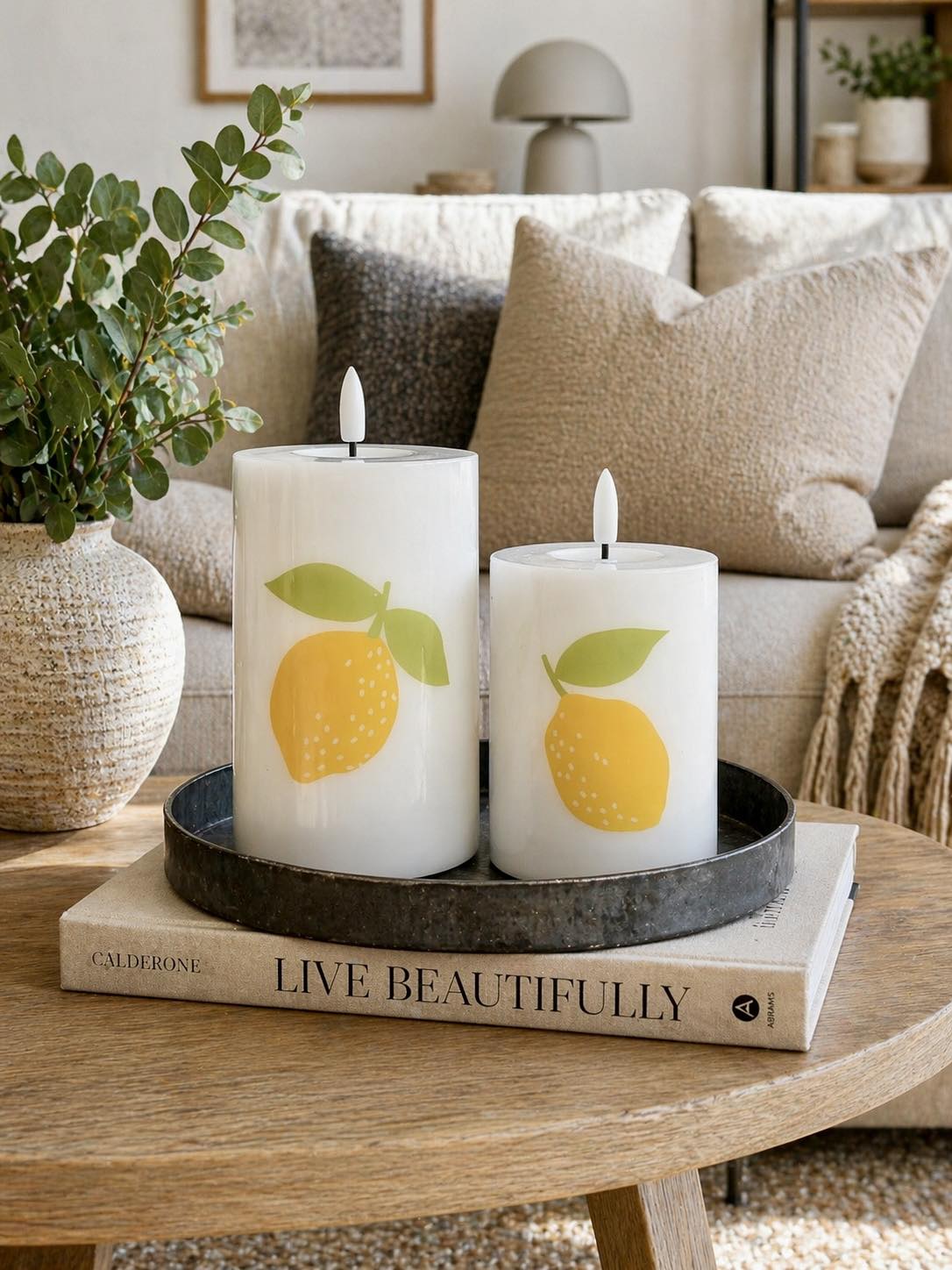 LED Bloklys TWINKLE Citrus - Sæt med 2 stk.