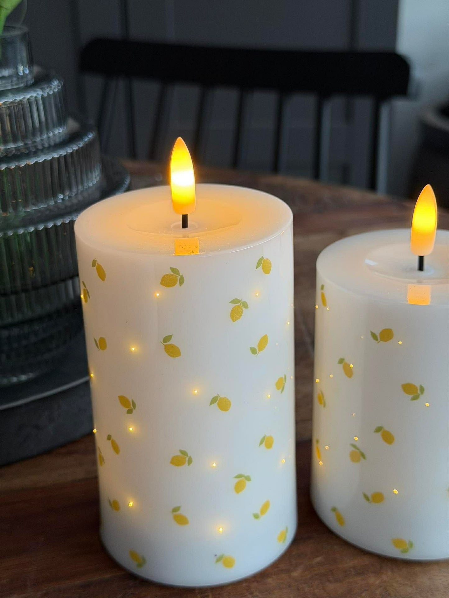 LED Bloklys TWINKLE Citrus - Sæt med 2 stk