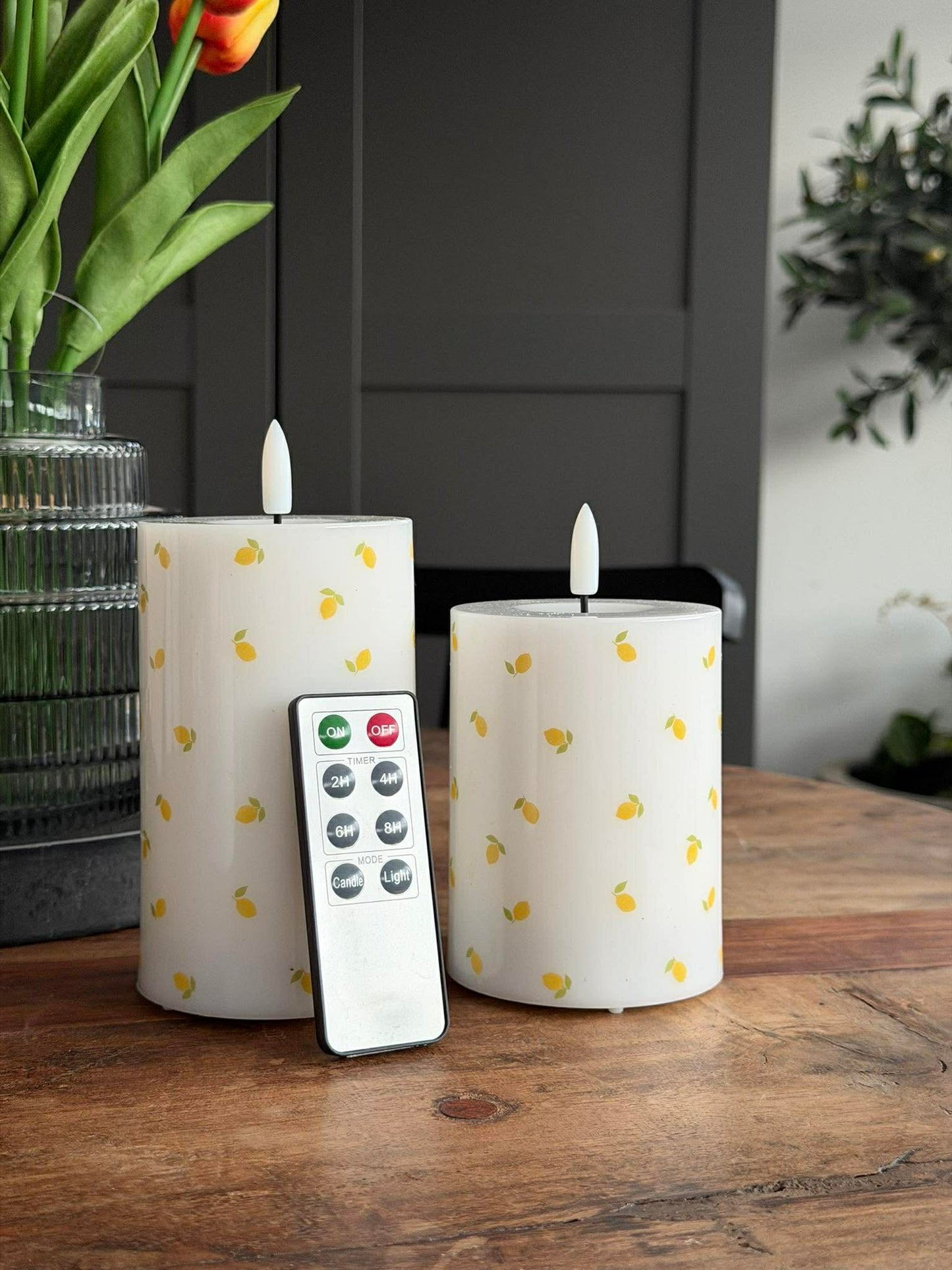 LED Bloklys TWINKLE Citrus - Sæt med 2 stk