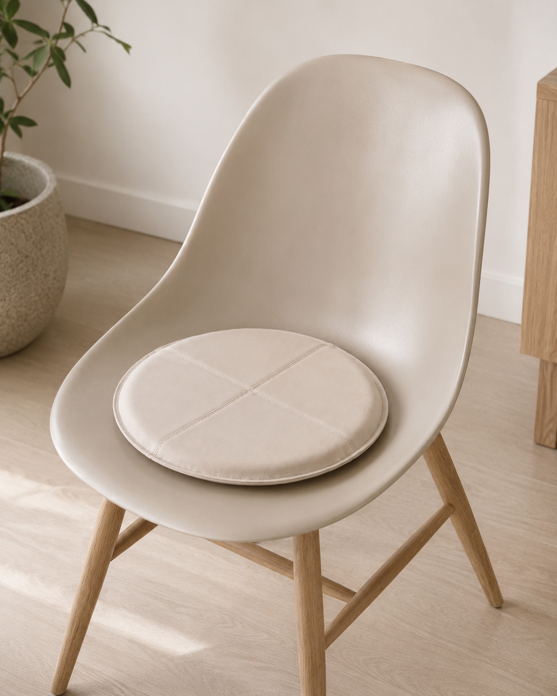 Hynde i læder - Beige Dia 38cm