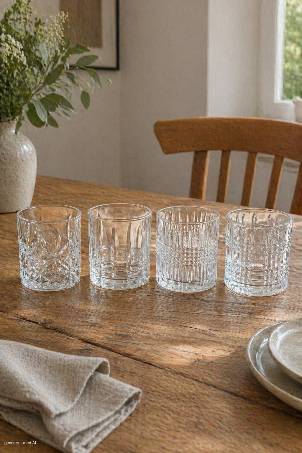 Drikkeglas med mønster -  4 stk