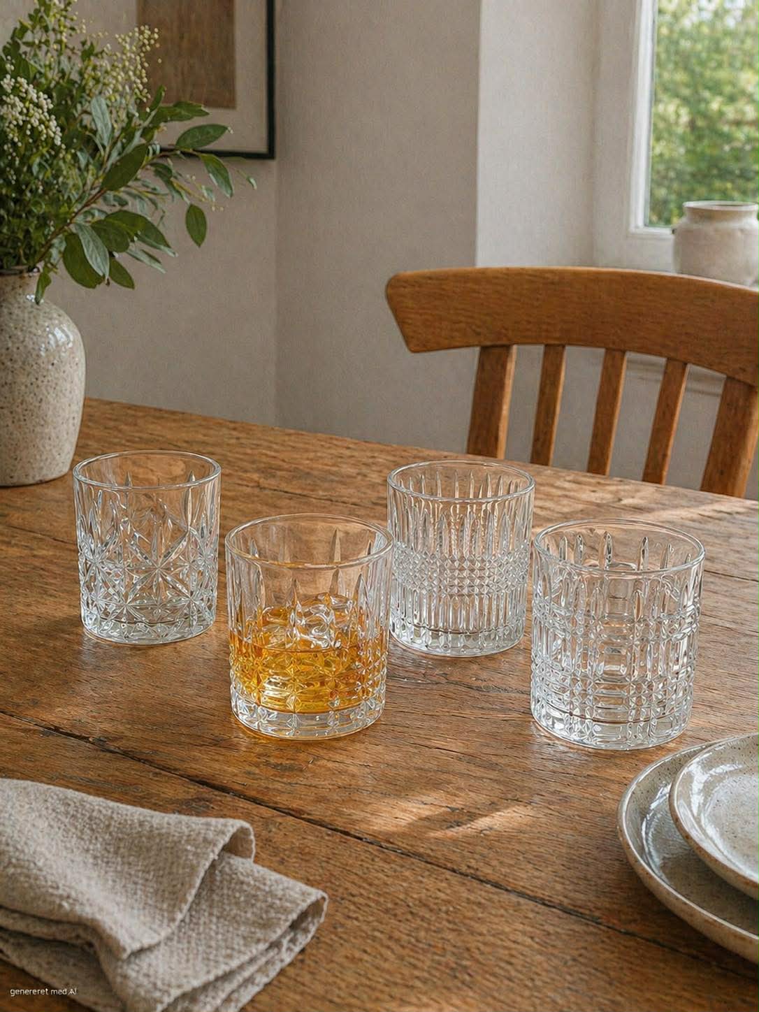 Drikkeglas med mønster -  4 stk