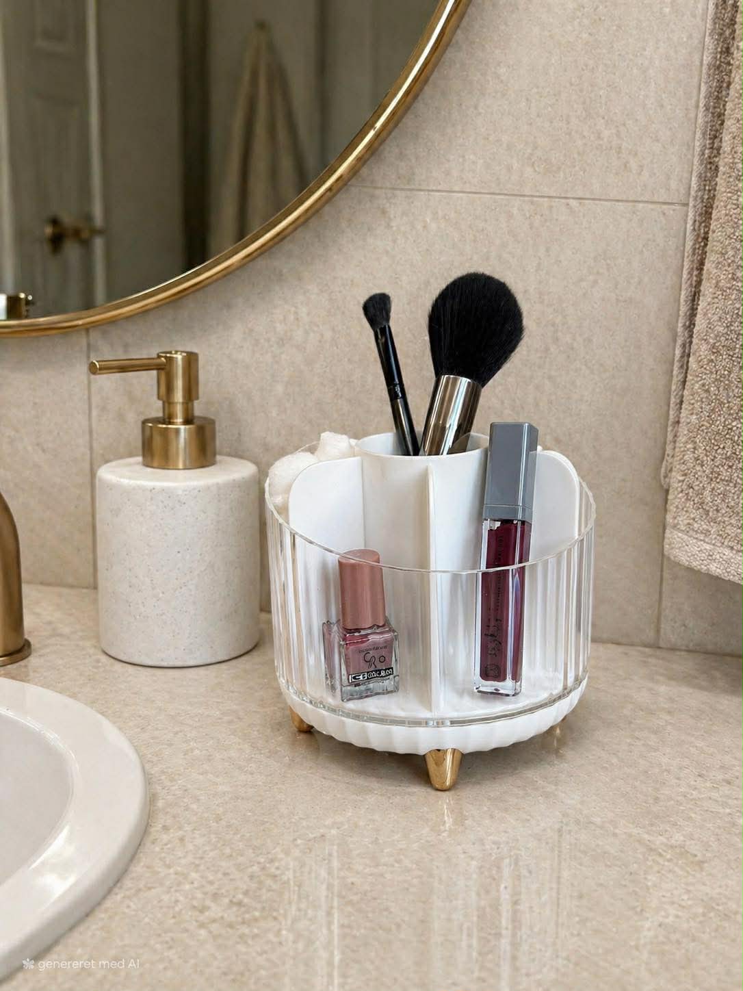 Makeup organiser - Hvid med guld
