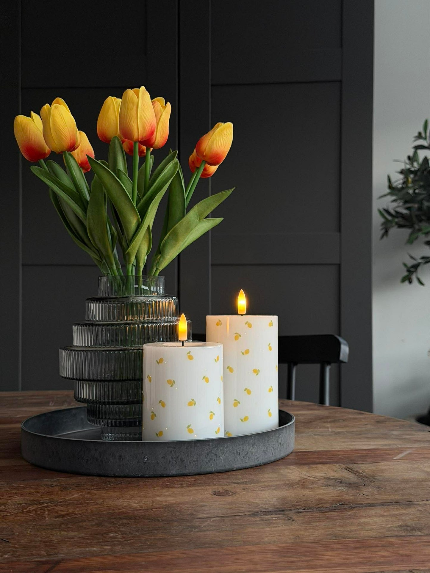 LED Bloklys TWINKLE Citrus - Sæt med 2 stk