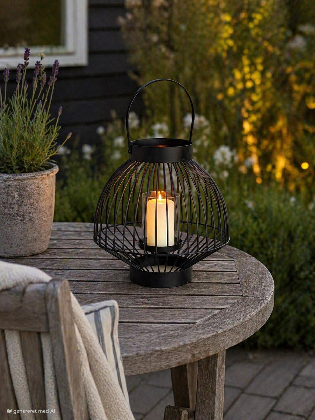 Lanterne med glas - Black