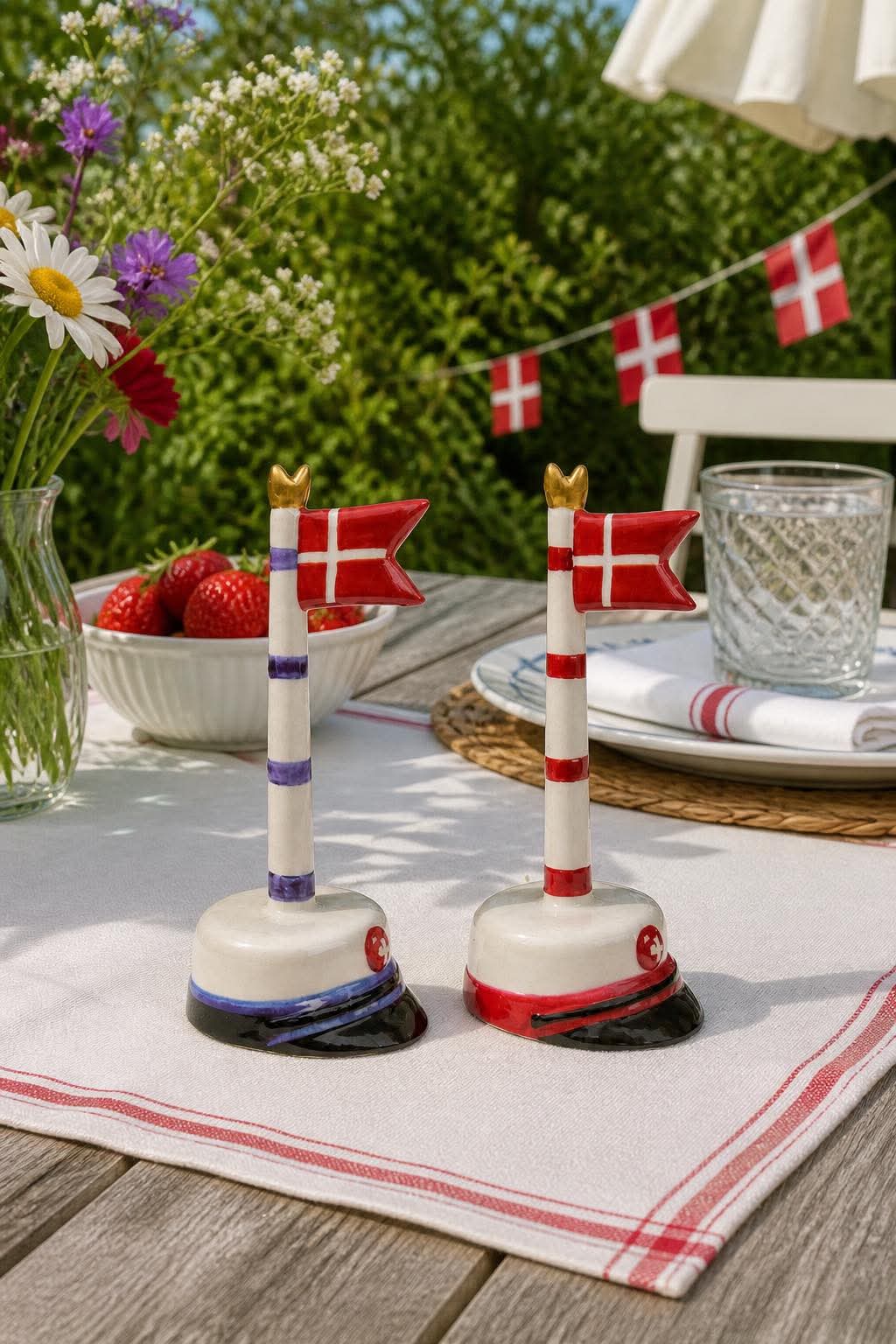 Studenterflag med striber 18 cm - Flere farver