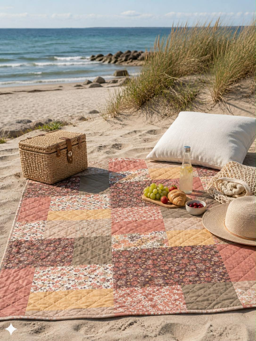 Picnictæppe - Brun Patchwork