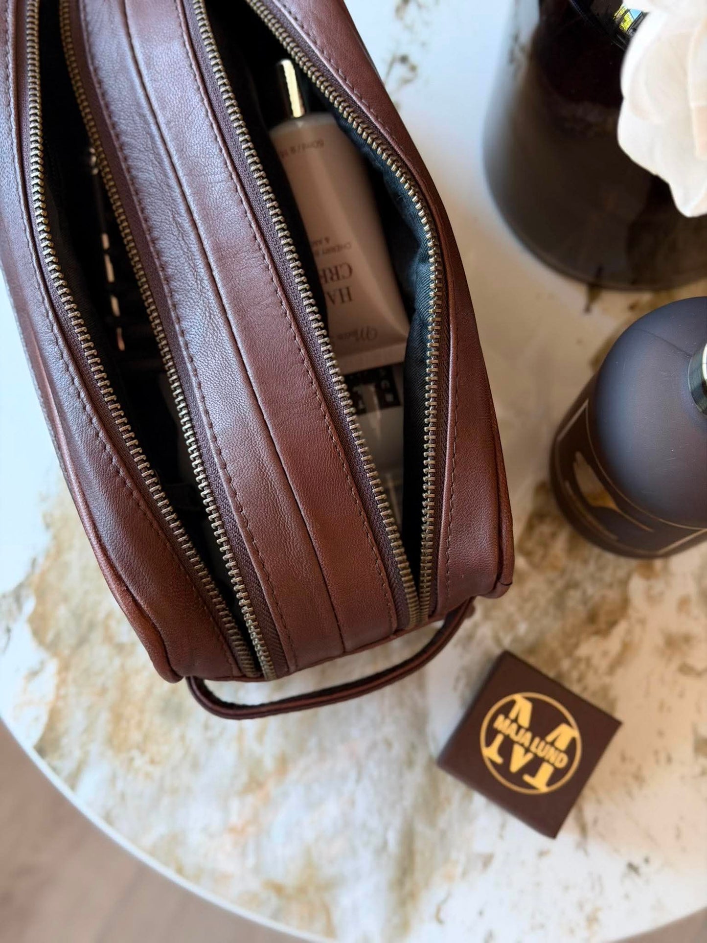Toilettaske dobbelt Faust - Dark brown