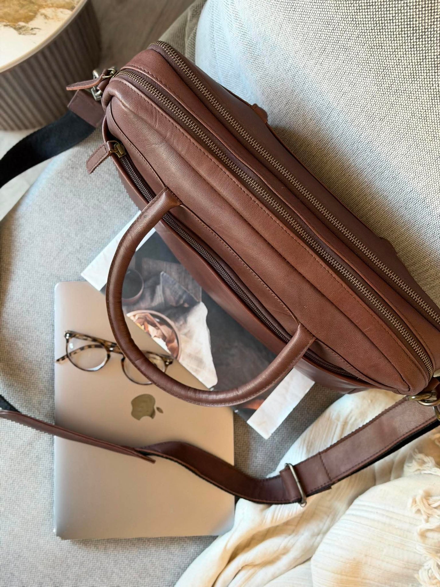 Laptoptaske Faust dobbelt - Dark brown