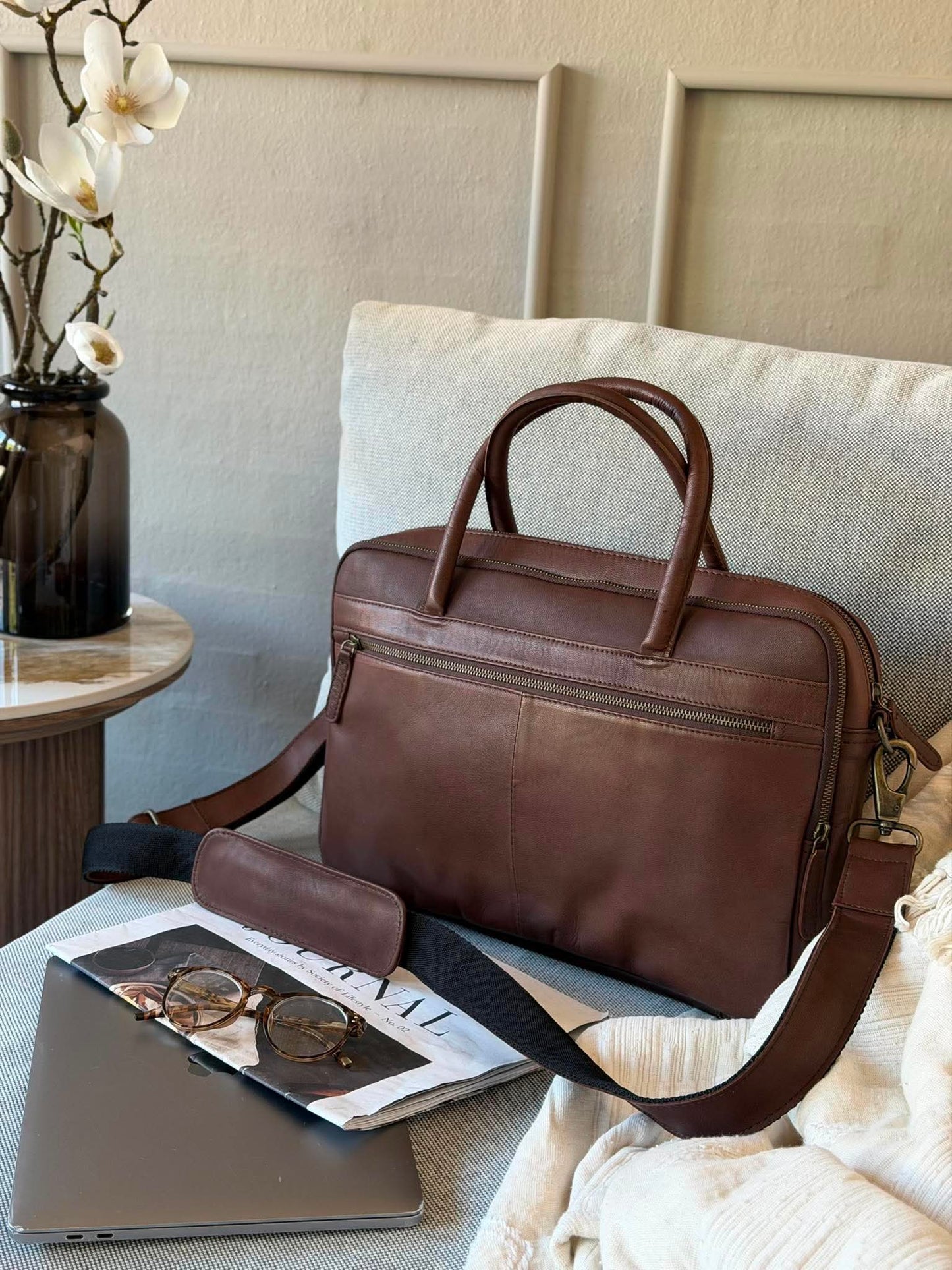 Laptoptaske Faust dobbelt - Dark brown