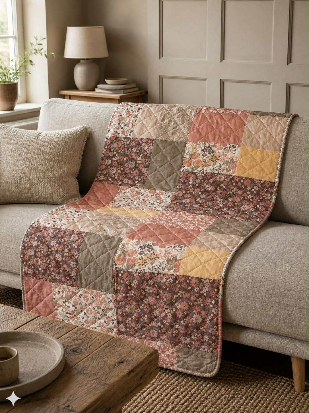 Picnictæppe - Brun Patchwork