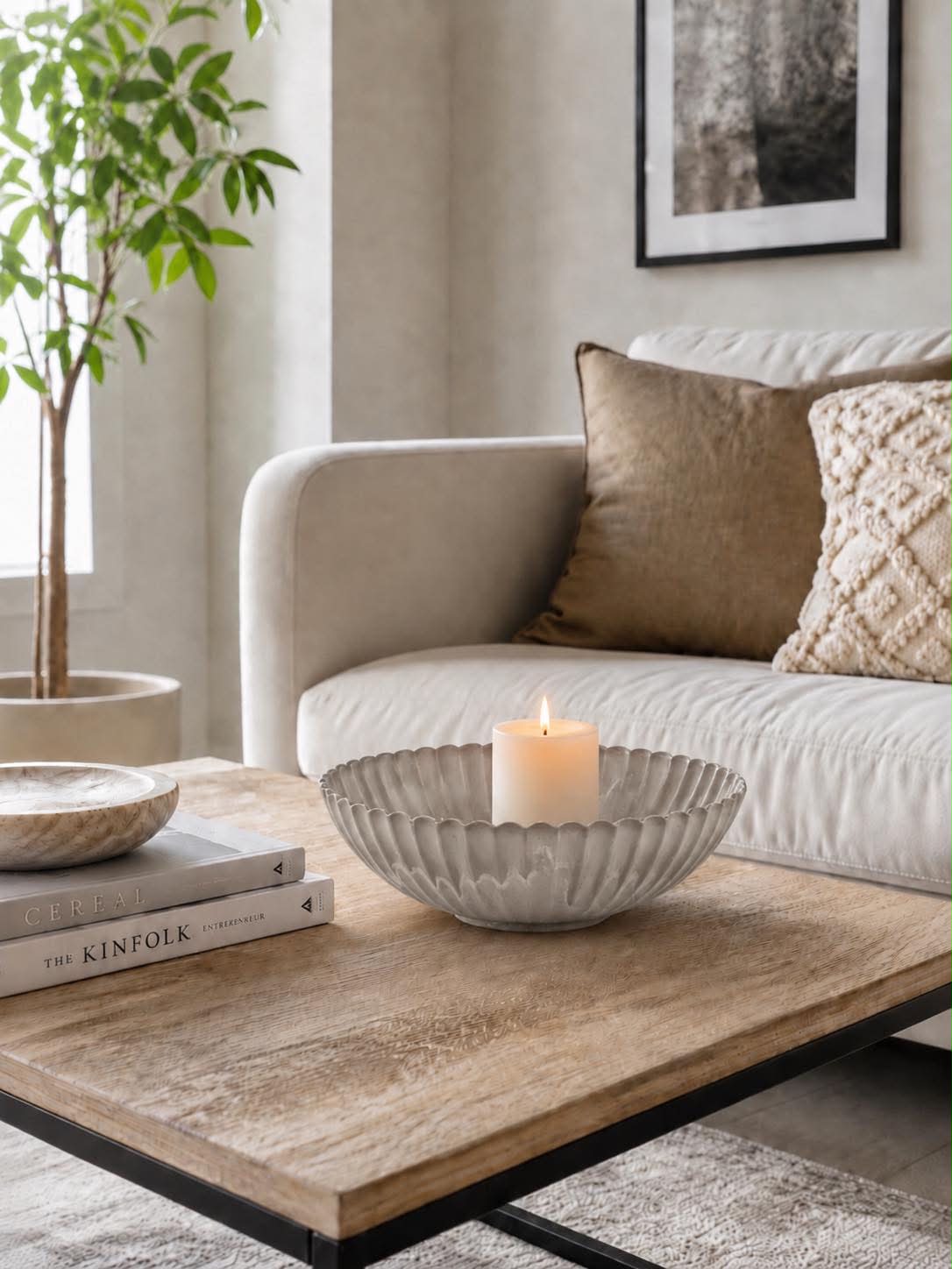 Bowl i beton look - Grå 28 cm