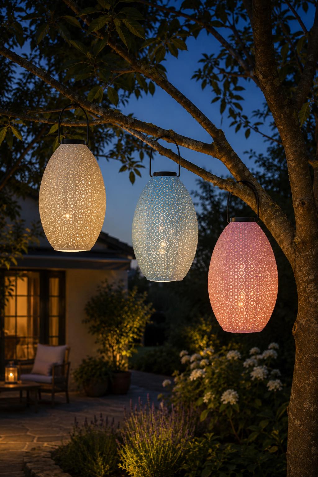 Lampe med solceller - Lyseblå