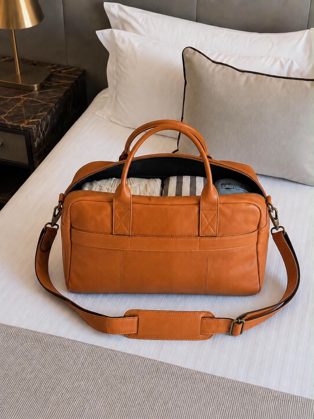Weekendtaske small Faust - Cognac