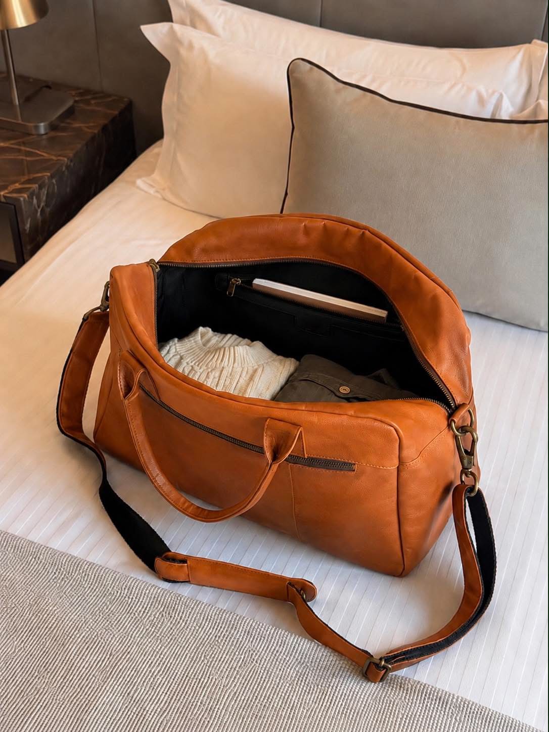 Weekendtaske small Faust - Cognac