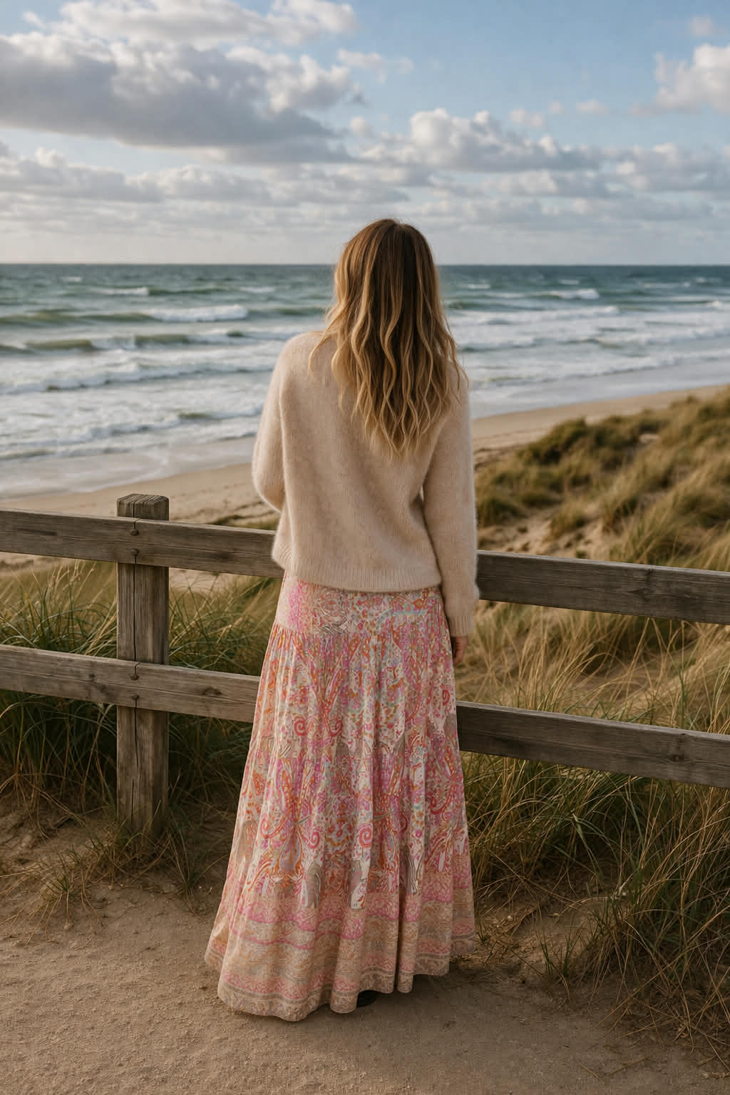 Nederdel Print Beige