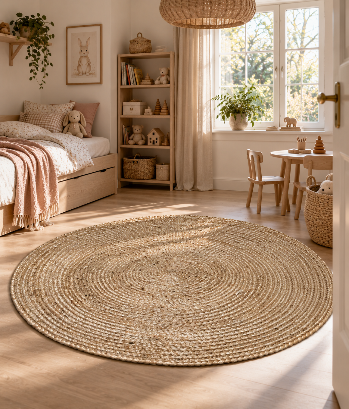 Jute gulvtæppe – Ø200cm