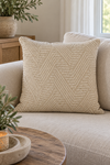 Pude med fyld 45x45 cm - Grafisk Beige
