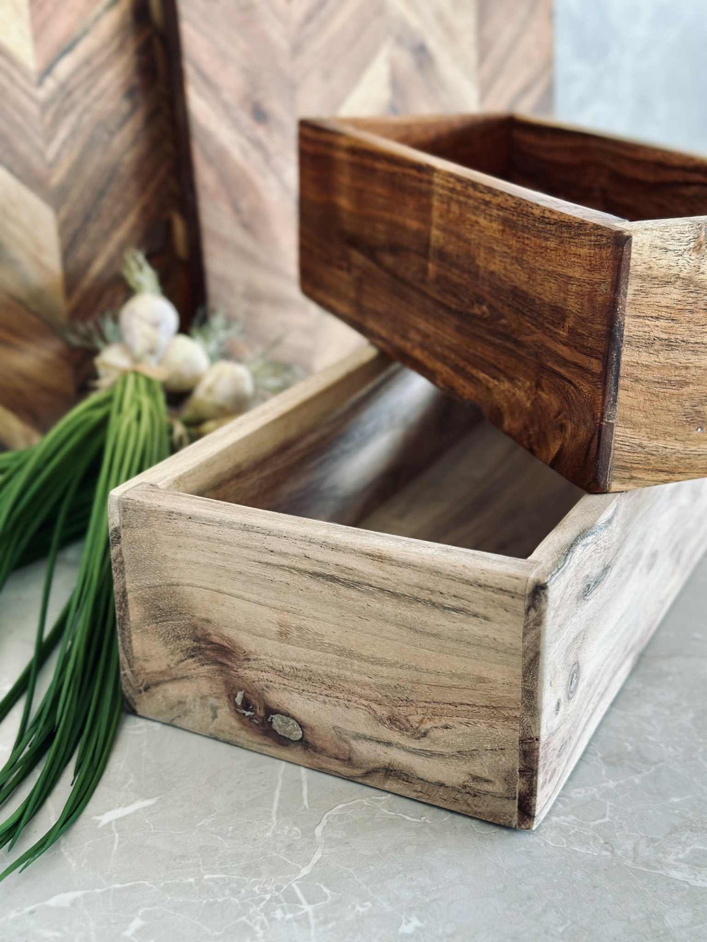 Kasser Akacie - Sæt med 2 stk.