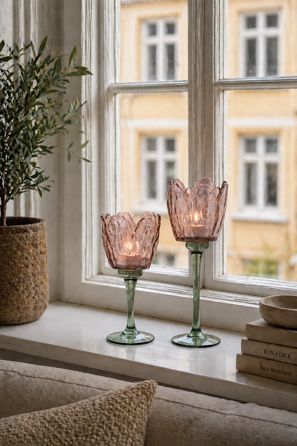 Lysestage flower - Rosa / grøn