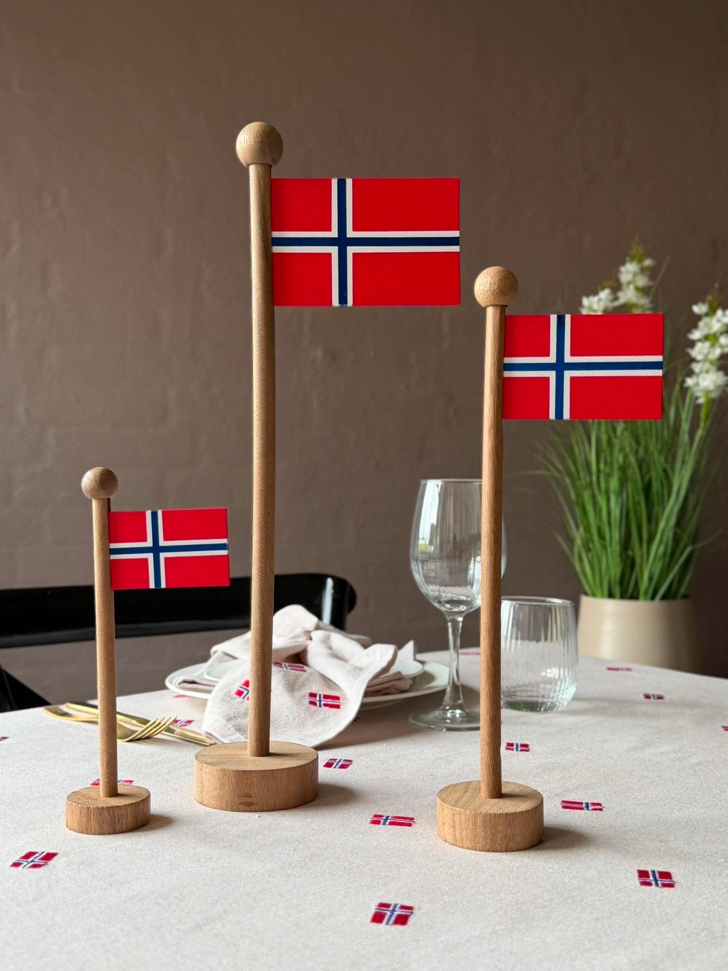 Norsk Flag wood - Flere størrelser