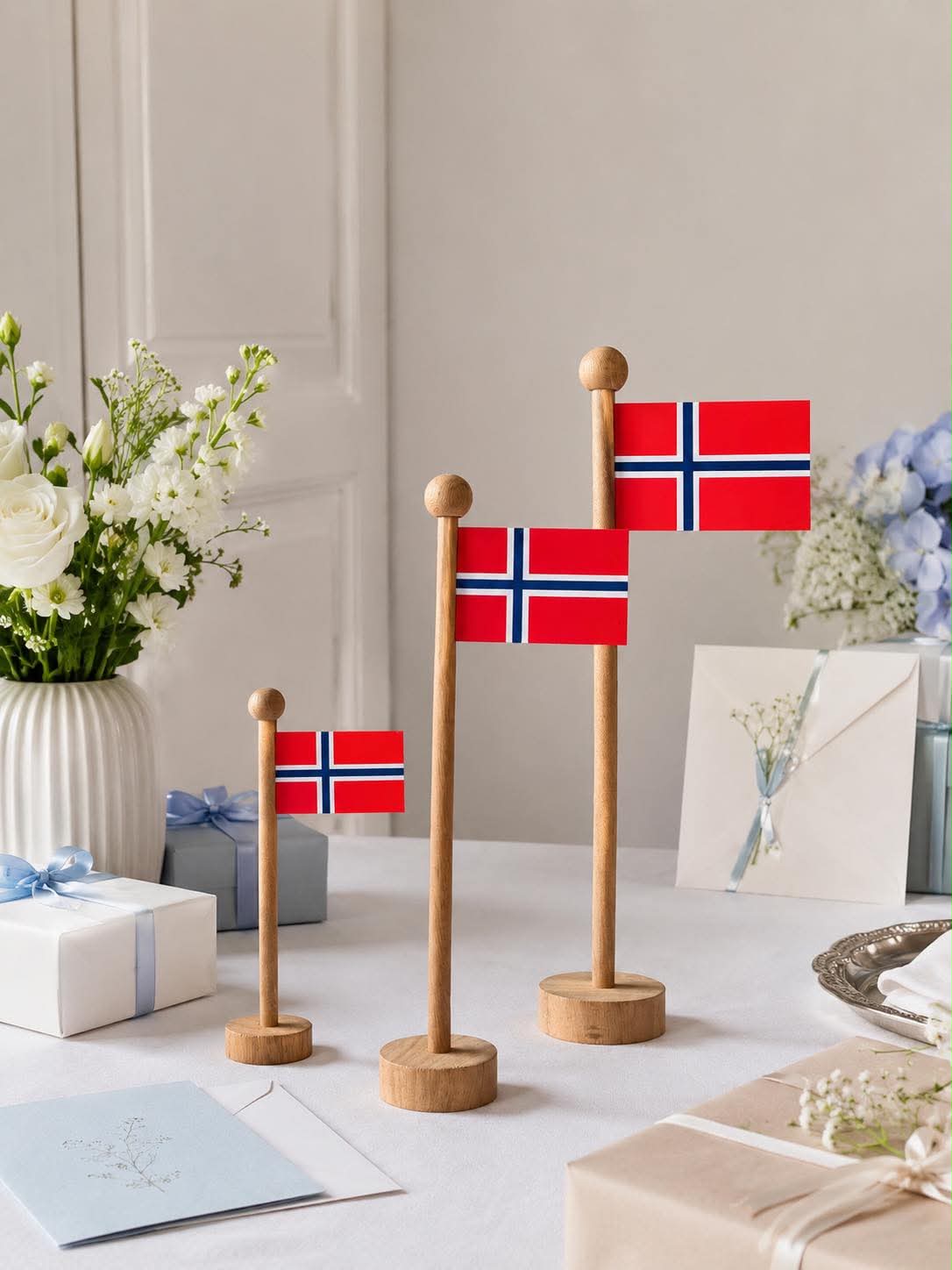 Norsk Flag wood - Flere størrelser