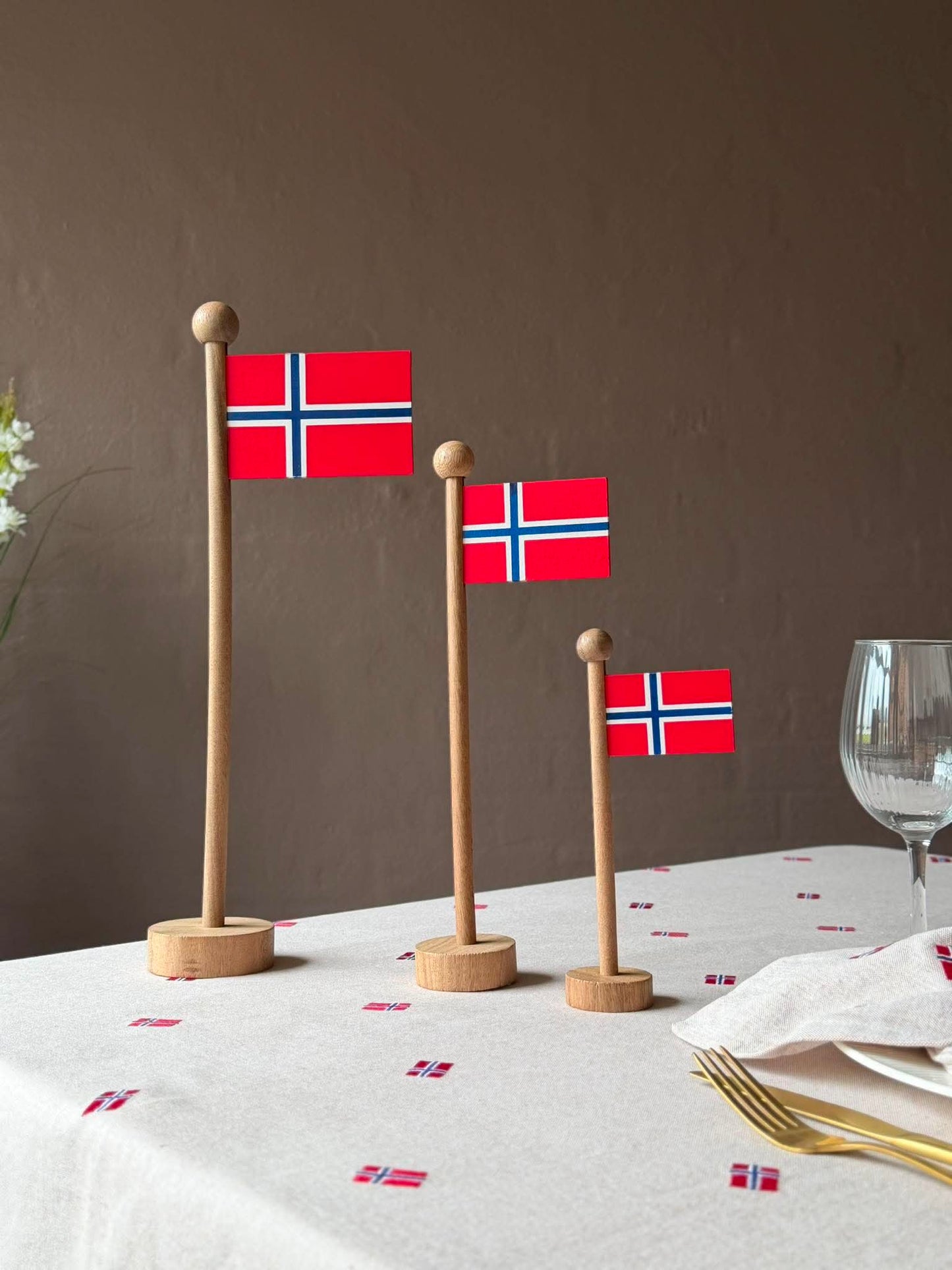 Norsk Flag wood - Flere størrelser