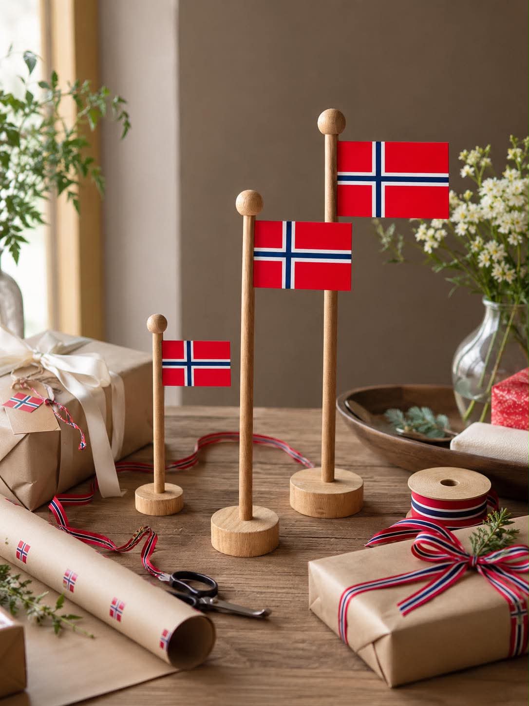 Norsk Flag wood - Flere størrelser