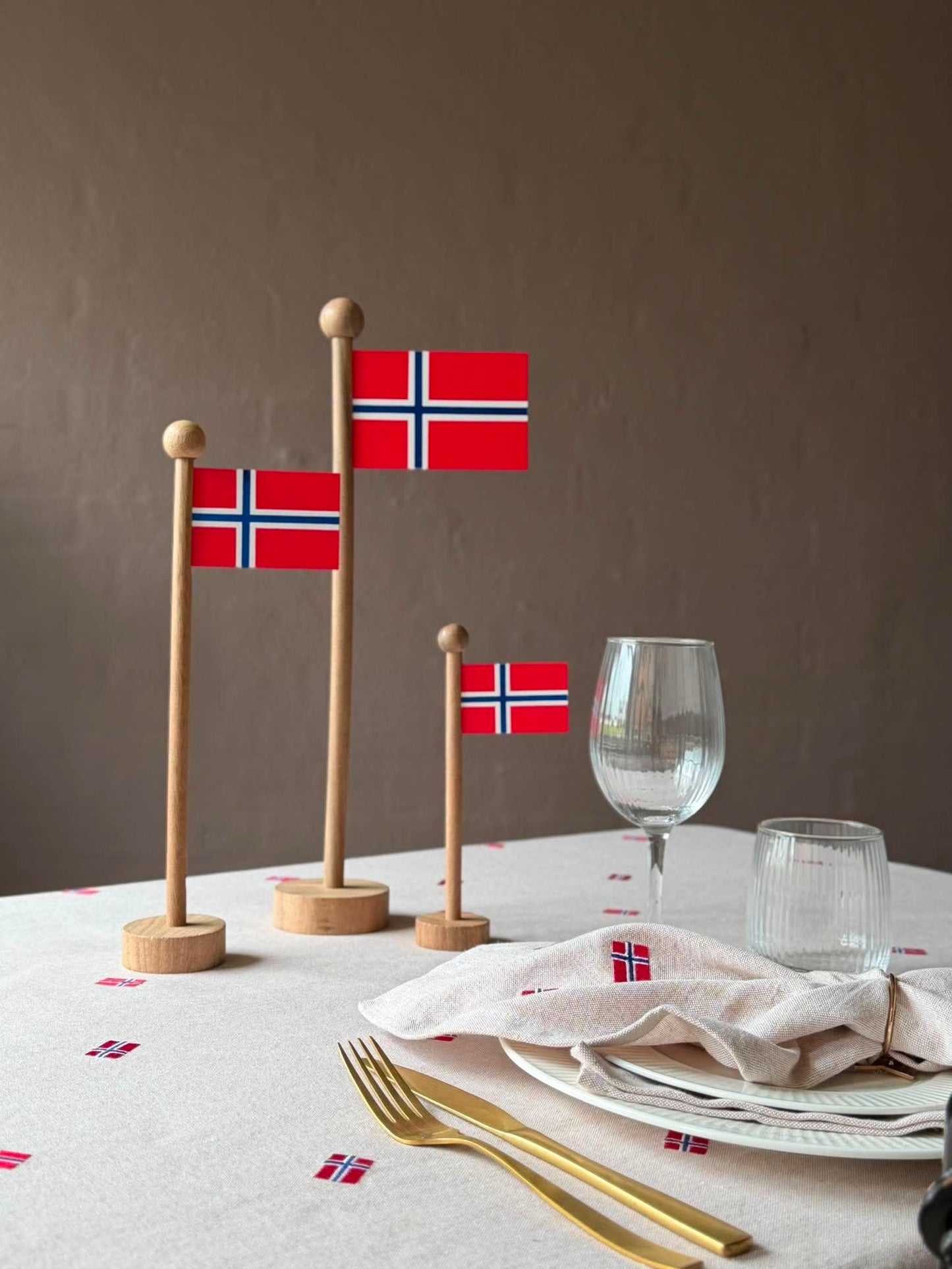 Norsk Flag wood - Flere størrelser