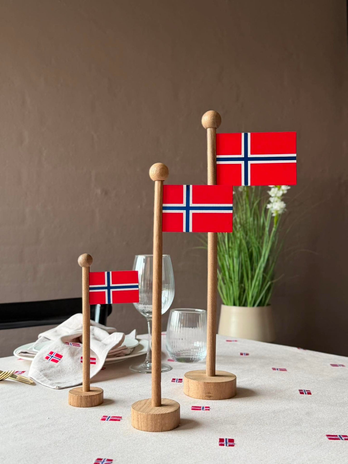 Norsk Flag wood - Flere størrelser