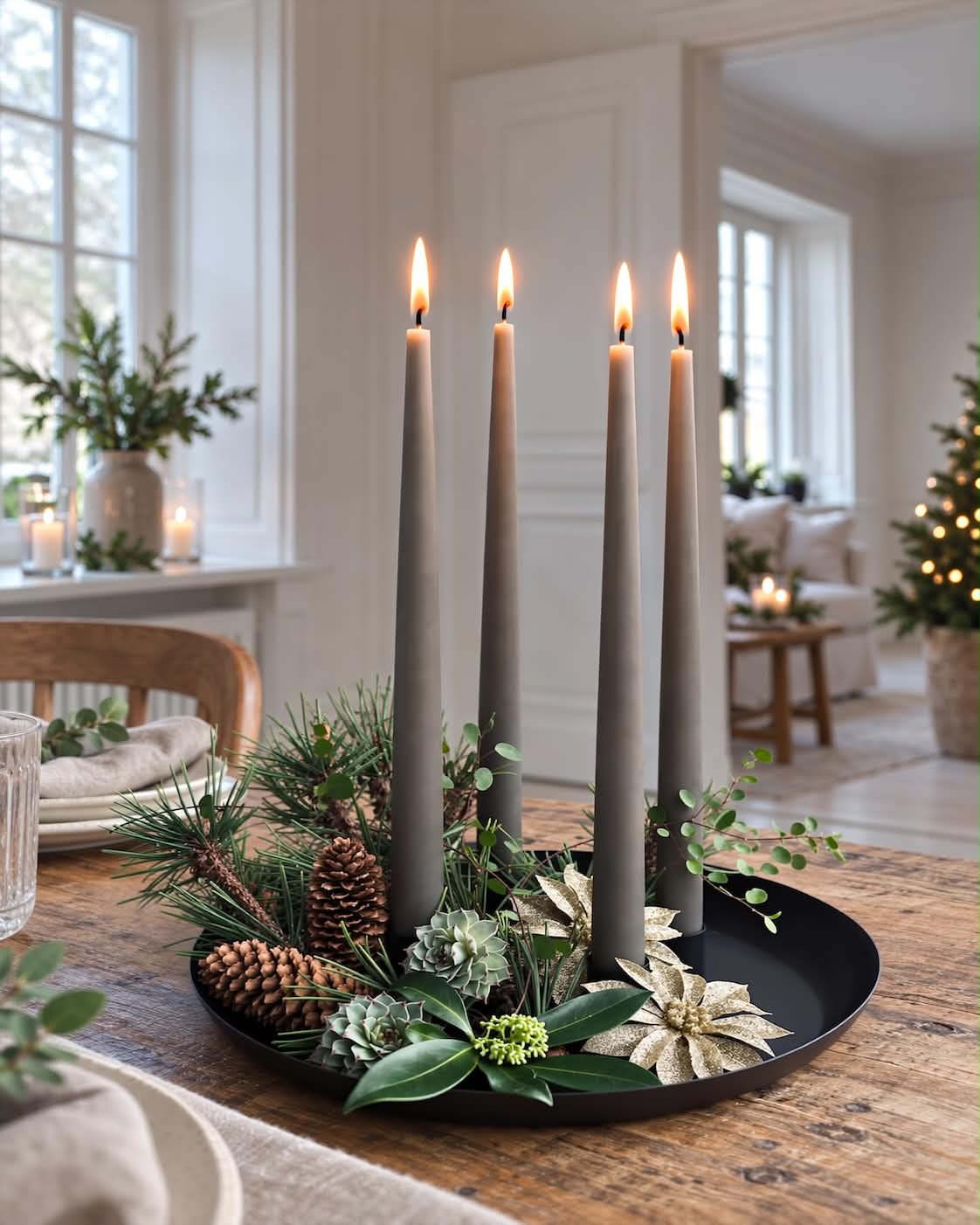 Deco blomster med glimmer - 4 stk