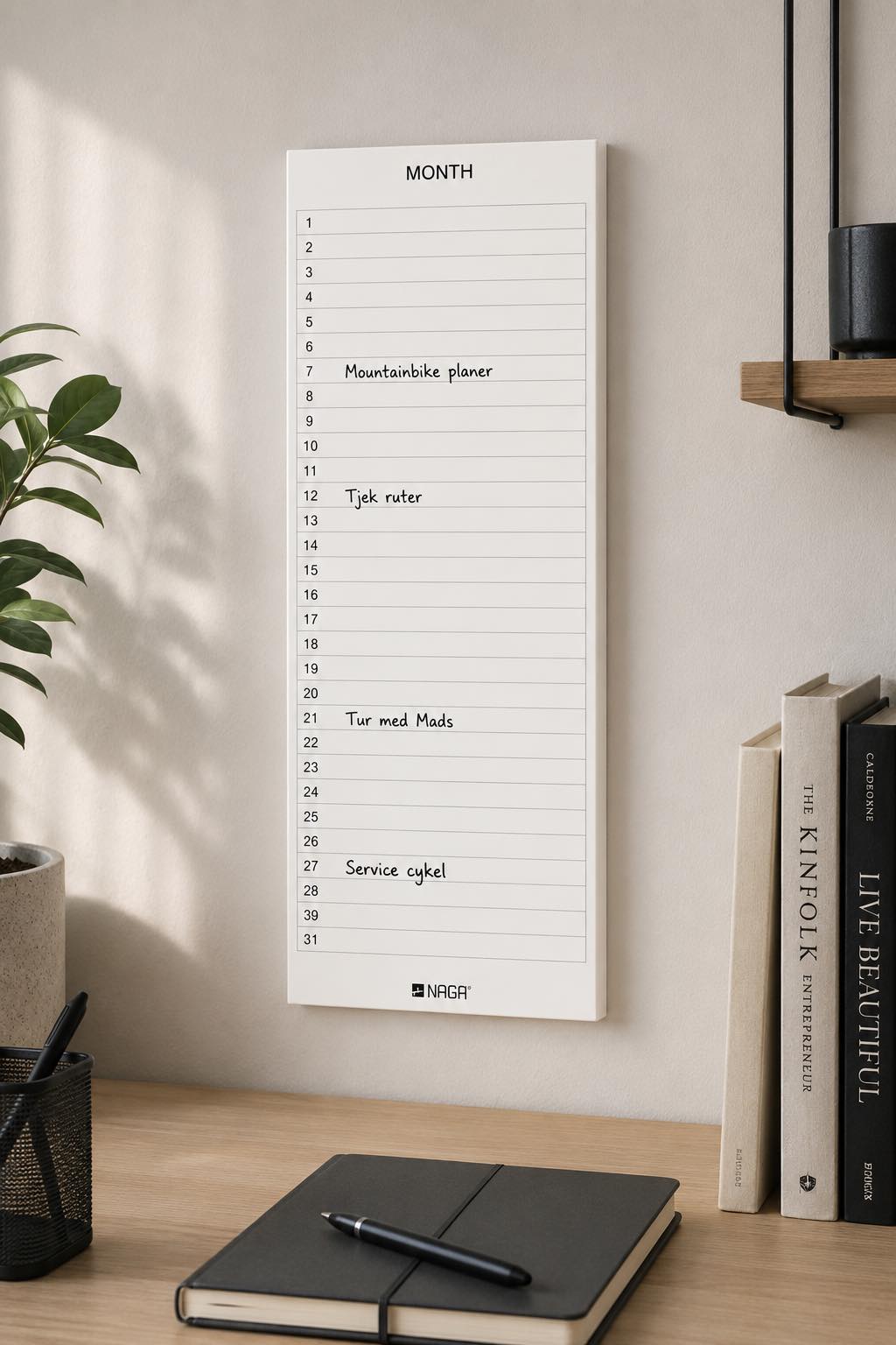 Tavle magnetisk brown - Month planner