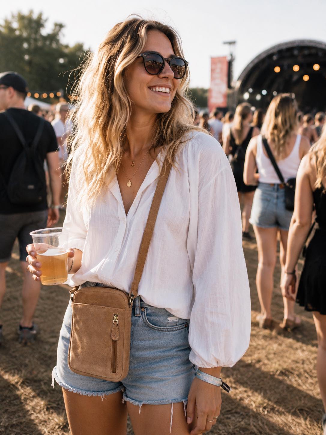 Mobiltaske Daily – Suede beige