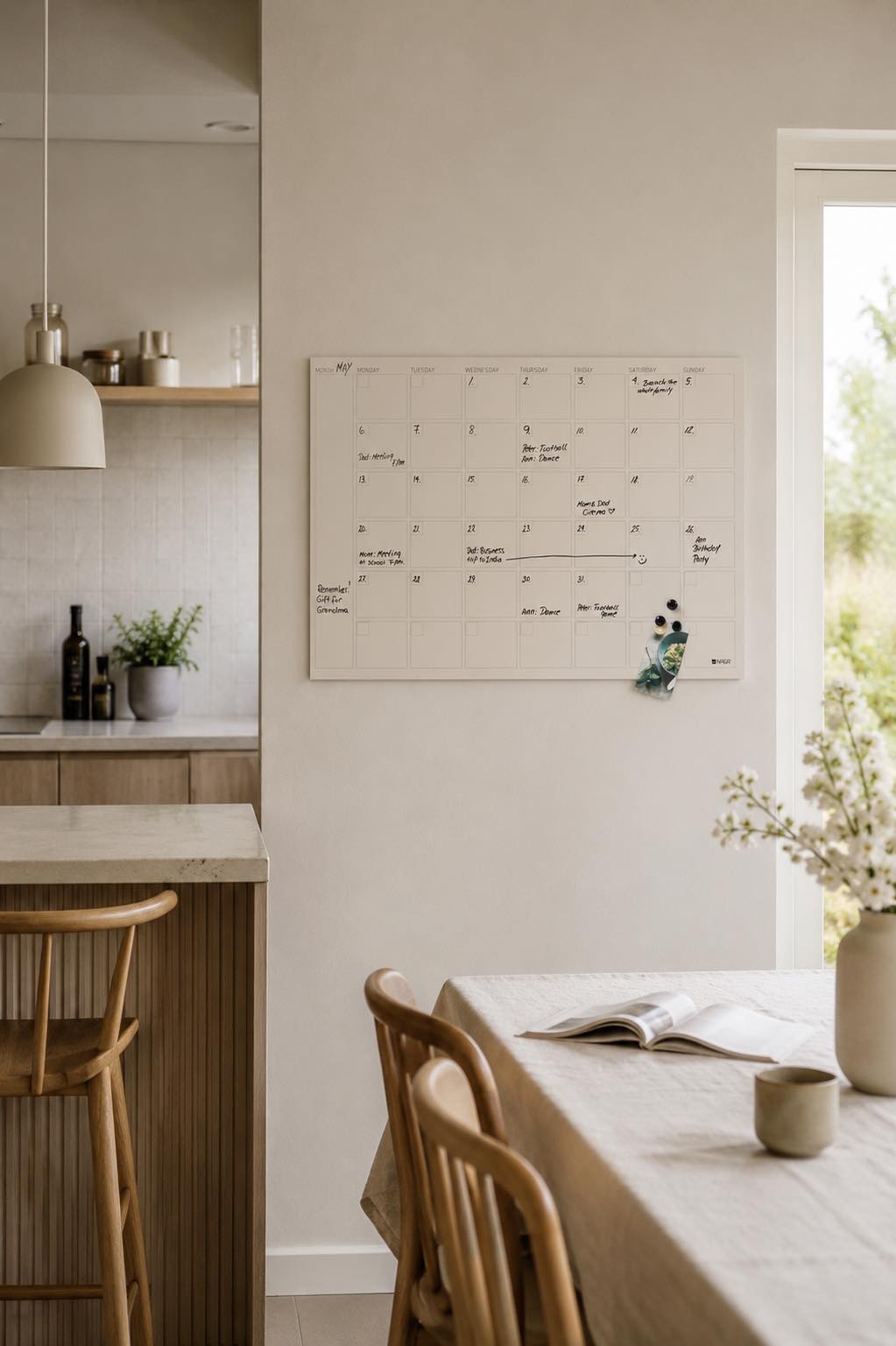 Tavle magnetisk beige - Month planner