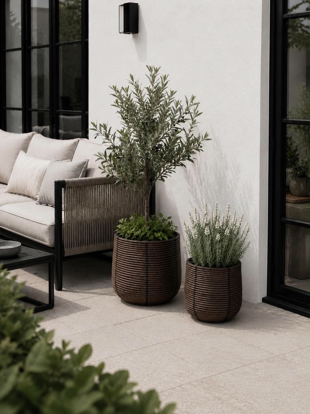 Plantekurve RATTAN  – Sæt med 2 størrelser