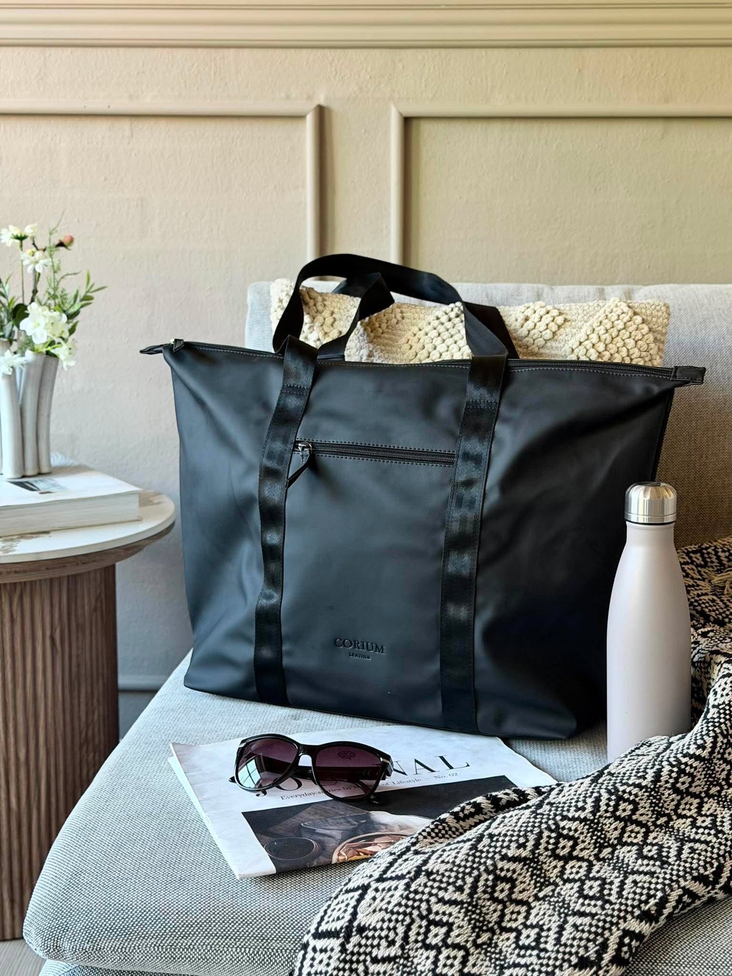 Shopper - black daisy