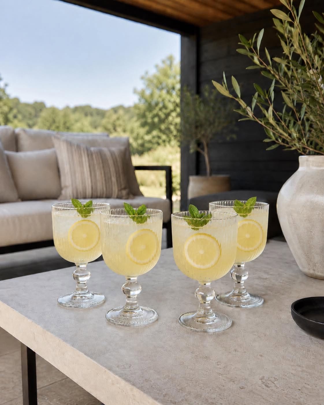 Vinglassæt 365 ml – 4 stk. – Klare ribbede glas