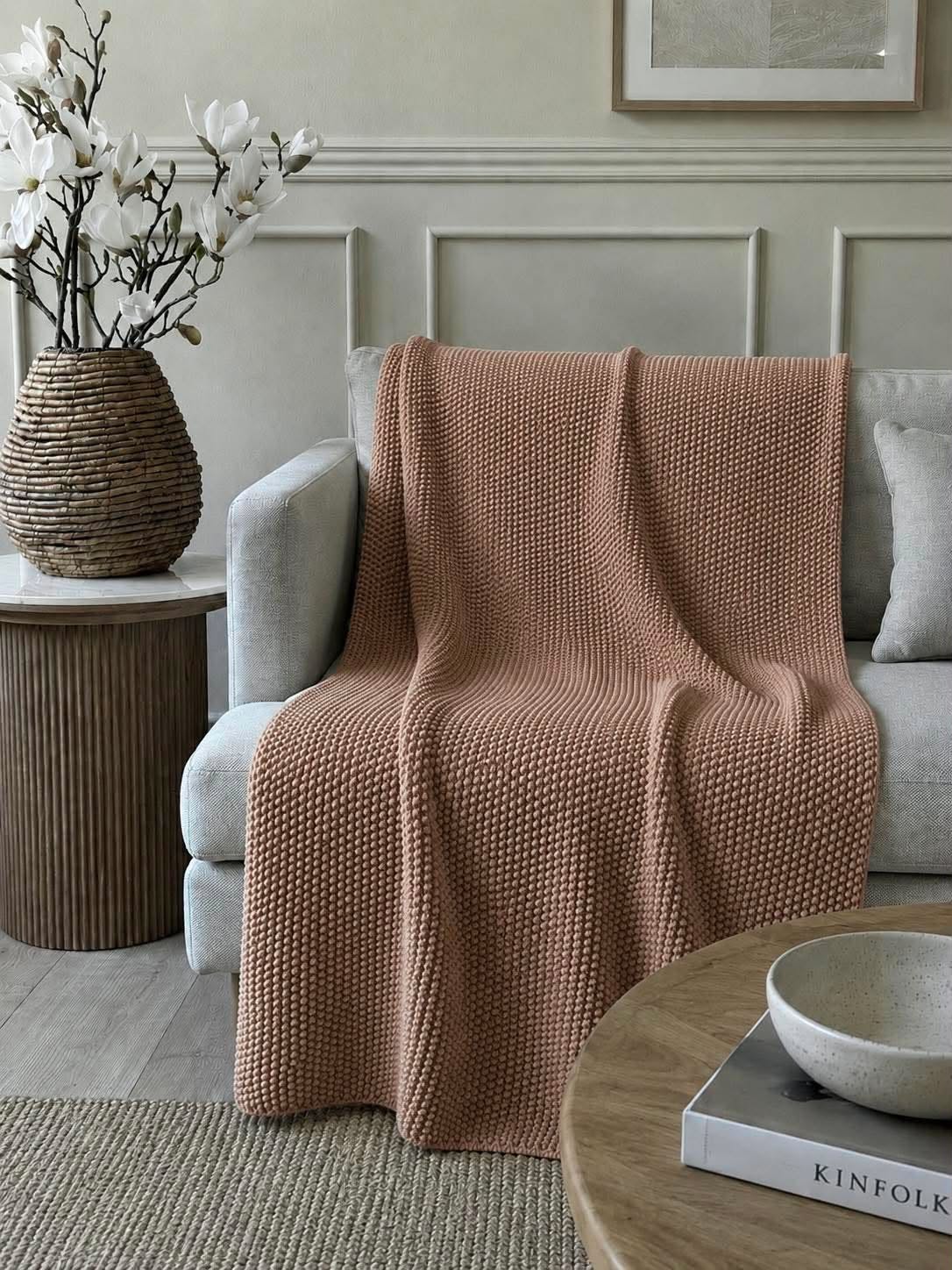 Plaid perlestrik kanel