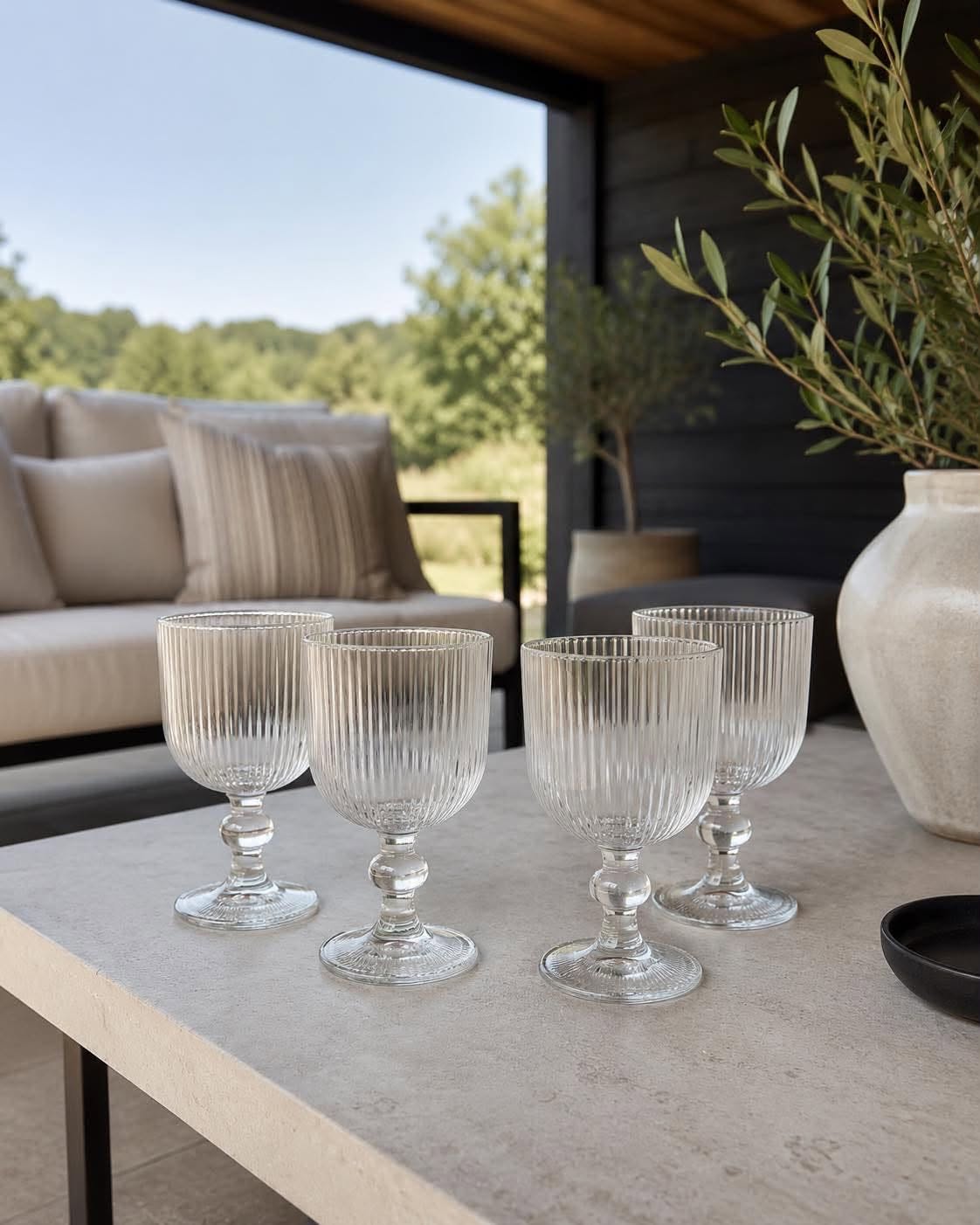 Vinglassæt 365 ml – 4 stk. – Klare ribbede glas