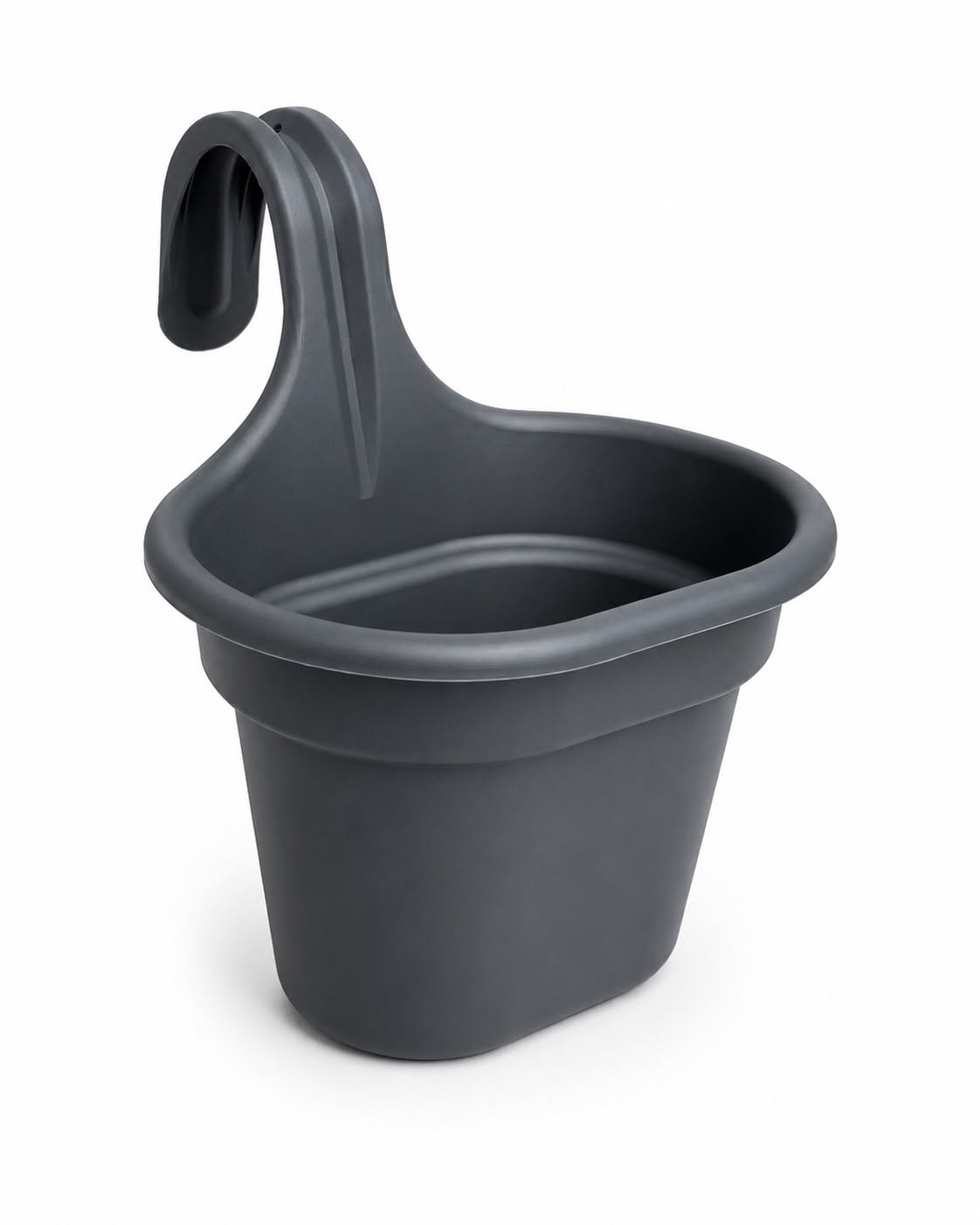 Blomsterpotte til hegn/balkon – mørkegrå plast