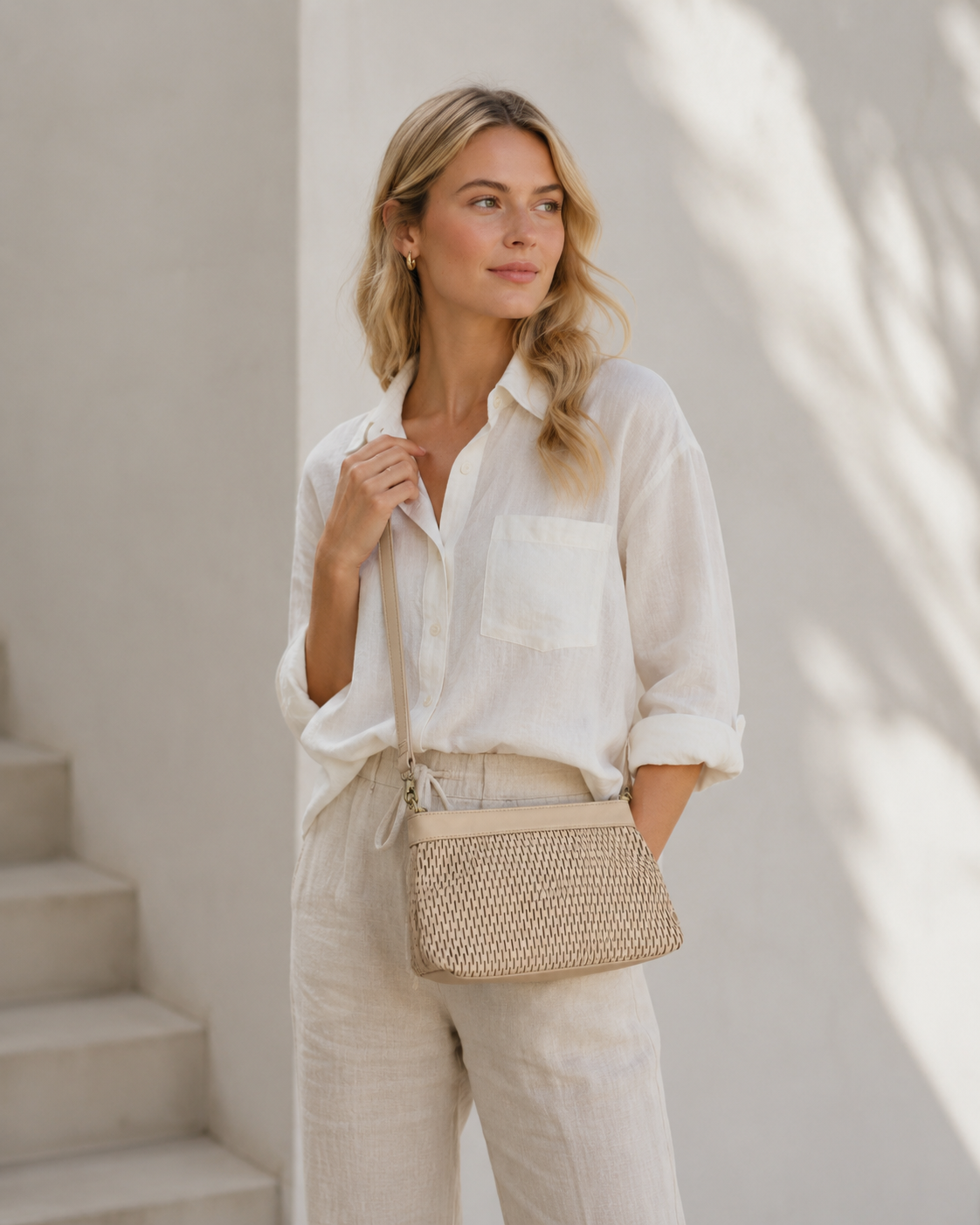 Clutch med perforeret mønster - Sand