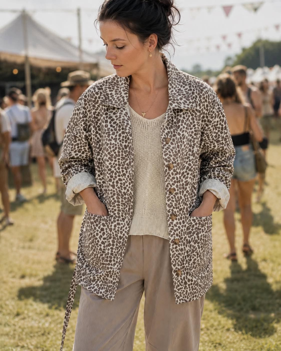 Jakke canvas leopard