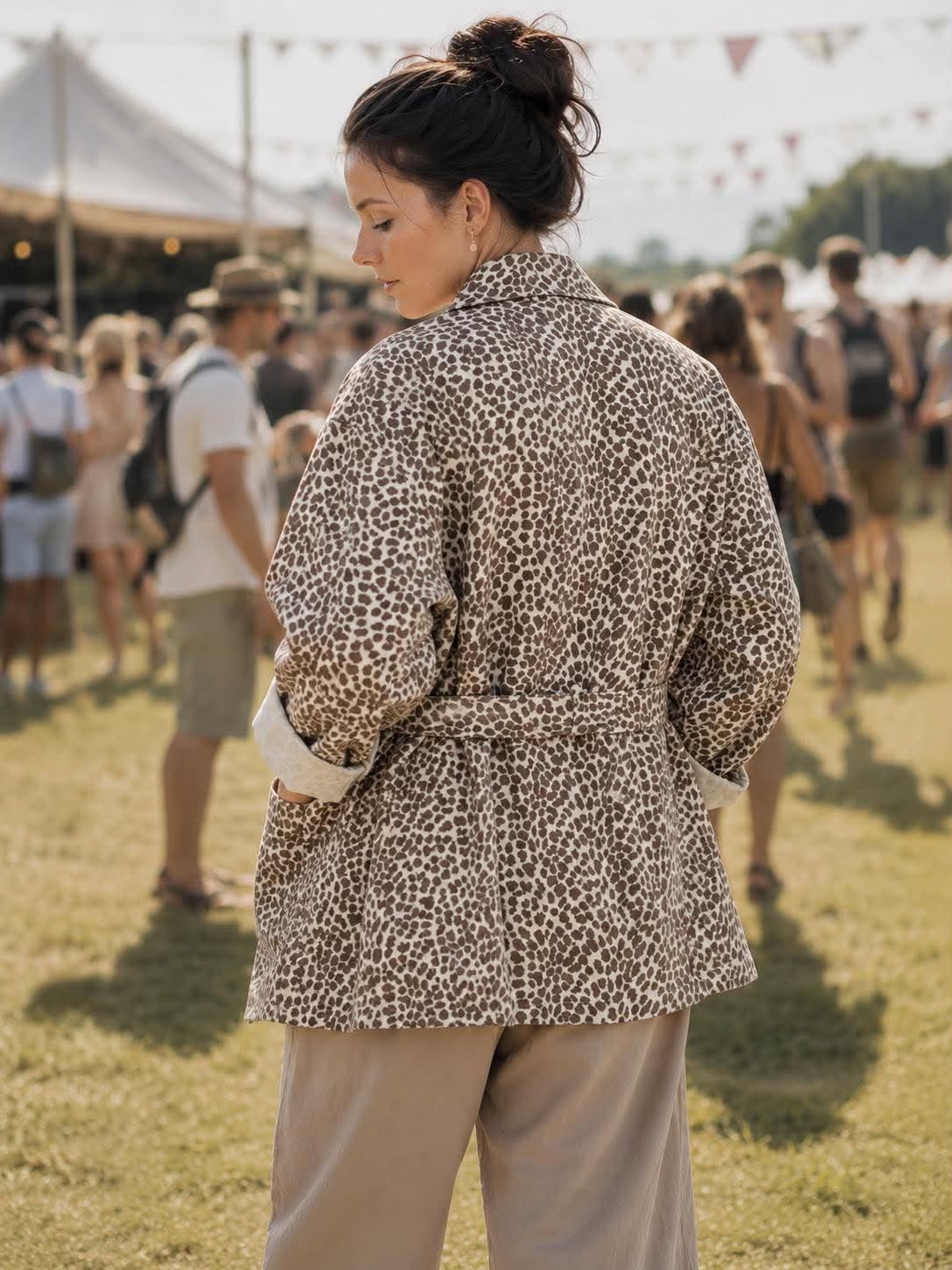 Jakke canvas leopard